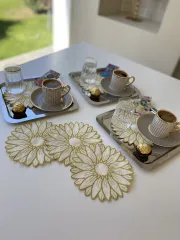 Daisy | 6’lı Kokteyl Peçete | Ekru&Gold