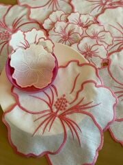 Hibiskus | Amerikan Servis | Ekru & Pembe