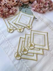 Menekşe | 2’li Kokteyl Peçete | Ekru&Gold