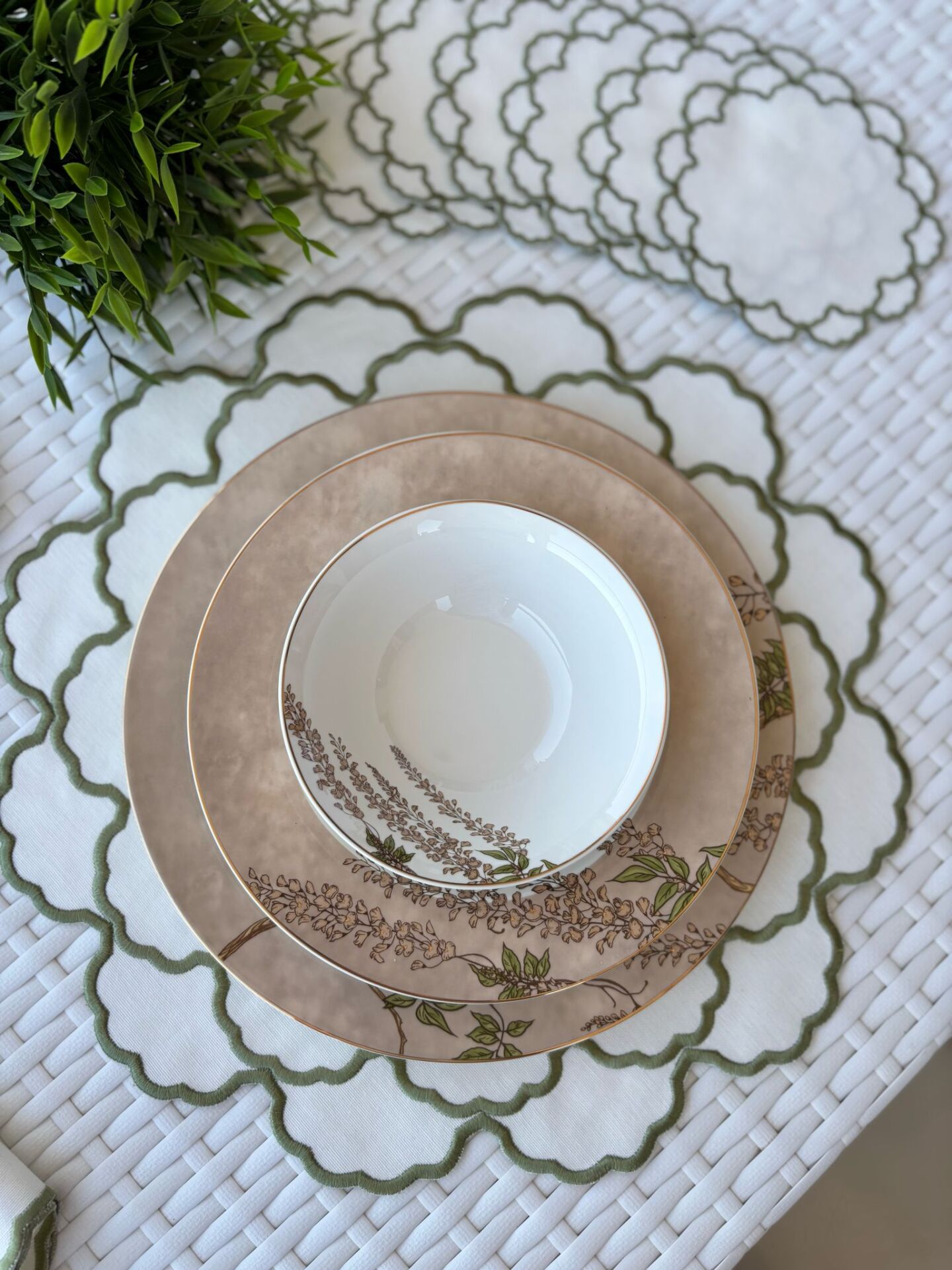 Luna | Amerikan Servis | Ekru & Yeşil