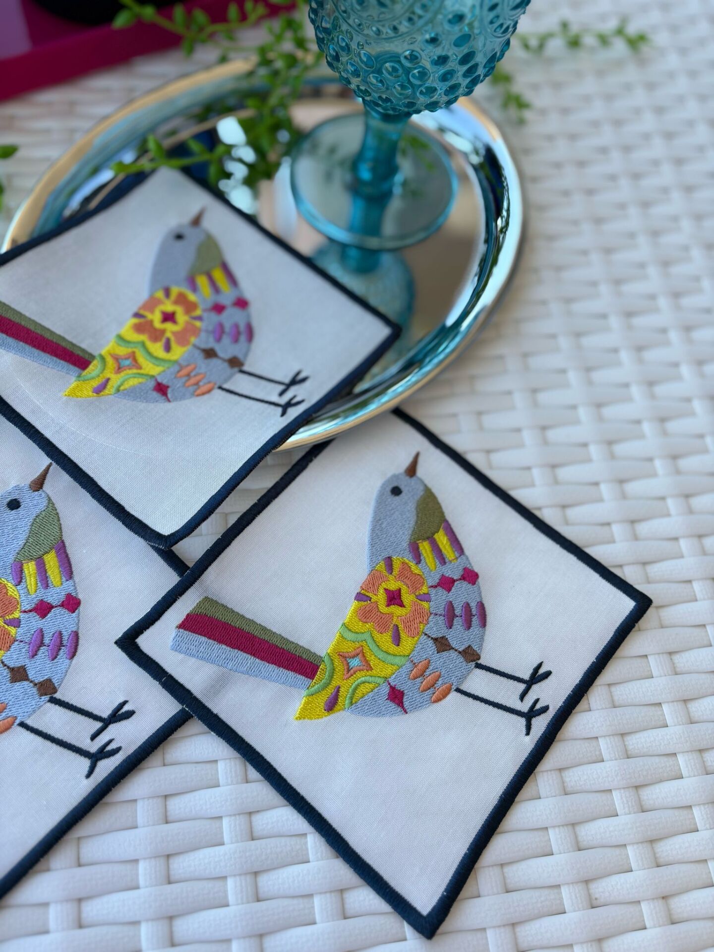 Retro Bird | 2'li Kokteyl Peçete | Mavi