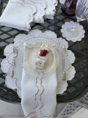 Luna | Amerikan Servis&Peçete | Ekru&Gümüş