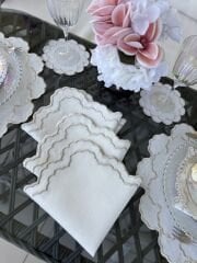 Luna | Amerikan Servis&Peçete | Ekru&Gümüş