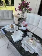 Luna | Amerikan Servis&Peçete | Ekru&Gümüş