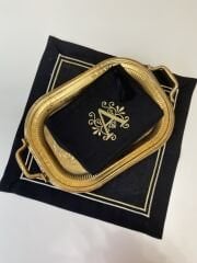 Harf Nakışlı Keten Çanta | Siyah&Gold