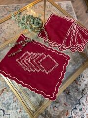 Eloria | Servis Takımı | Bordo&Bej